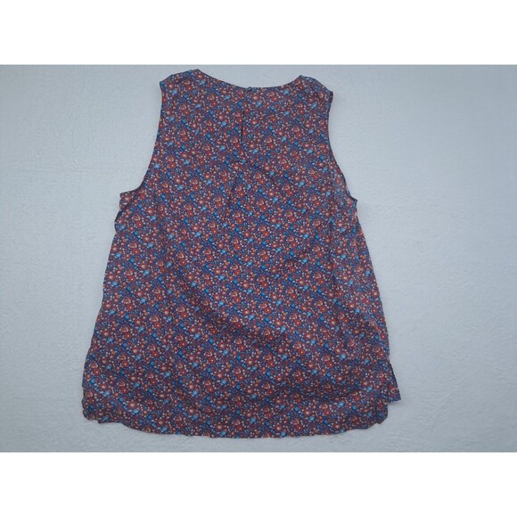 J. Crew Liberty Fabrics Betsy Ann Tank Top Floral Keyhole Back Blue Red Womens 8 - Picture 3 of 9